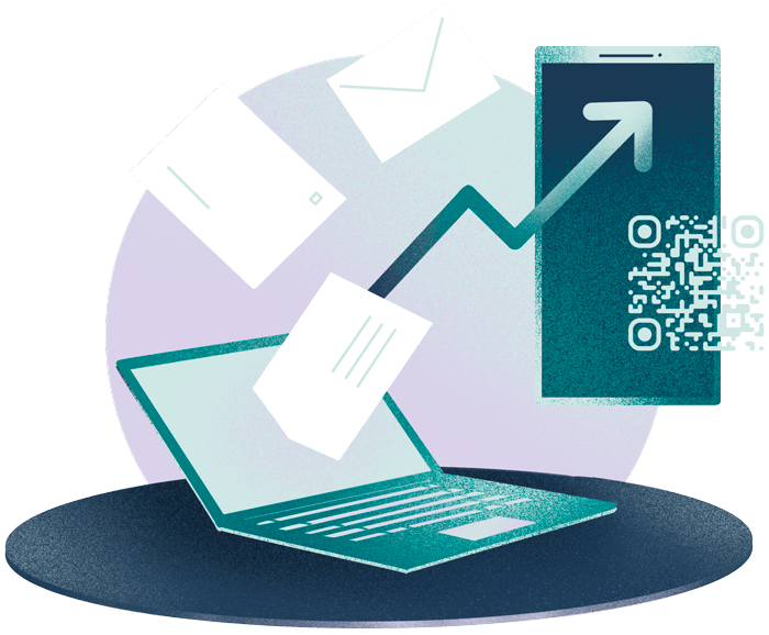 computer envelopes and mobile phone illustration
